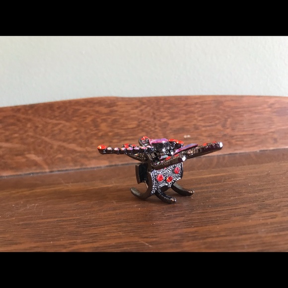 Vintage SNK Stamped Large Swarovski Crystal Dragonfly Claw Clip Hair Jewelry - Picture 13 of 14